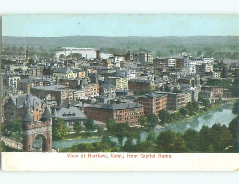 Unused Pre-1907 AERIAL VIEW OF CITY Hartford Connecticut CT n5295