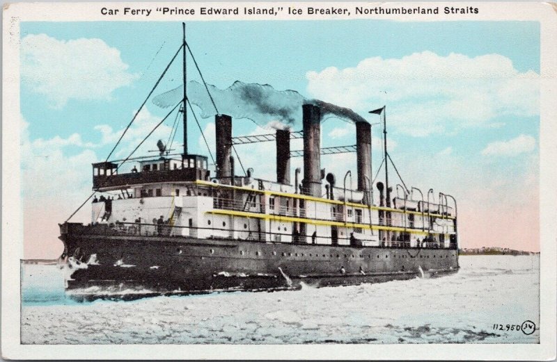 Car Ferry 'Prince Edward Island' Ice Breaker Ship Northumberland St Postcard H46