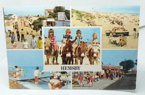 Hemsby Norfolk Coffee Bar Cafe Amusements Children on Donkeys Vintage Postcard