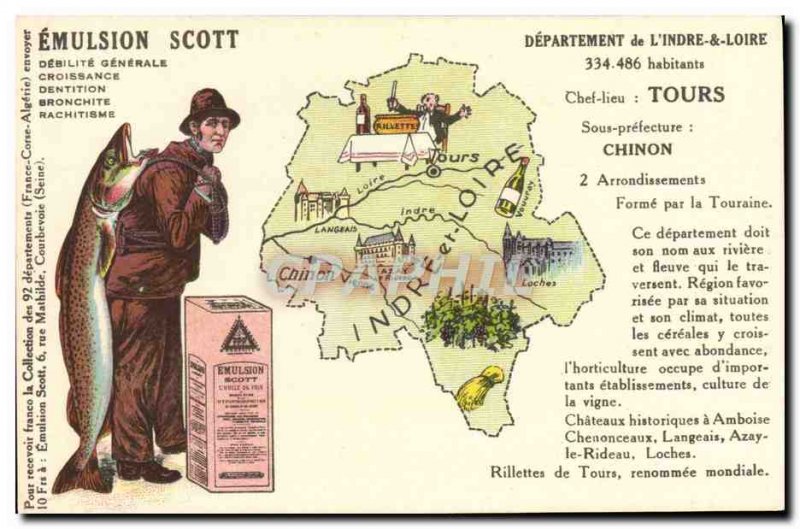 Old Postcard Emulsion Scott Department Indre et Loire Tours Chinon