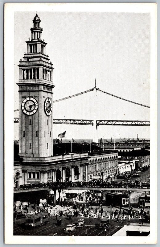 Vtg California CA Ferry Building San Francisco Oakland Bay Bridge View Postcard