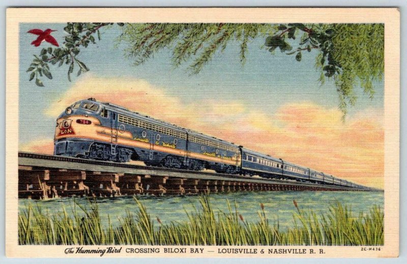 LOUISVILLE & NASHVILLE RAILROAD HUMMINGBIRD CROSSING BILOXI BAY PULLMAN TRAIN 