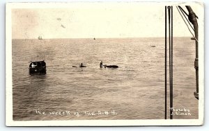 1914 SHIPWRECK A.B.4. MAILED ABOARD U.S.S. NORTH CAROLINA SIMON POSTCARD P2438