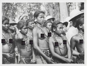 VINTAGE REAL PHOTO NADAL SAIGON GROUP YOUNG WOMEN BARE BREASTS ETHNIC NUDE 1930