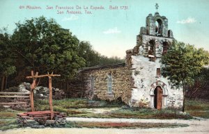 Vintage Postcard 4Th Mission San Francisco De La Espada San Antonio Texas TX GMB 