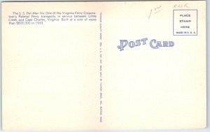 Postcard - The S. S. Del-Mar-Va. - Norfolk, Virginia
