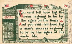 1907 Circus Arts & Craft Saying Sheahan Postcard linen 22-5444
