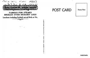 1920s Interior Bar Gallagher's Steak House Lumitone Photoprint postcard 2233
