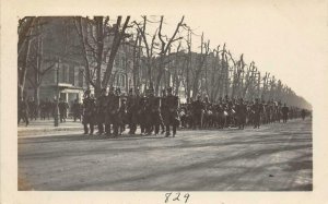 RPPC Soldiers Marching Marseilles, France Military c1910s Vintage Photo Postcard