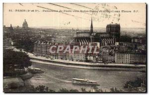 Old Postcard Paris Panorama of Paris to Notre Dame and the Quai aux Fleurs