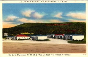 Chattanooga, TN Tennessee  LA PLAZA COURT MOTEL Roadside ca1940's Linen Postcard