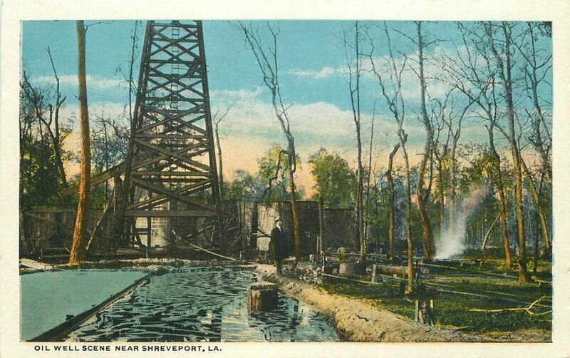 Artist impression 1920s Old Well Scene Shreveport Louisiana Teich Postcard 8299