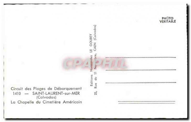 Postcard Militaria Modern Saint Laurent sur Mer The chapel of the cemetery Am...