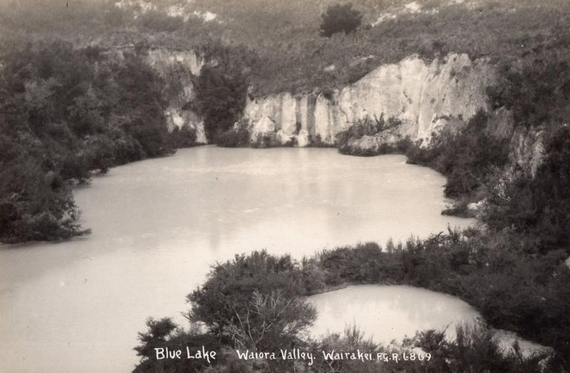 Blue Lake Waiora Valley Wairekei New Zealand Real Photo Postcard