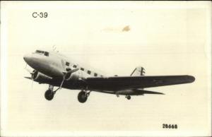 Military Transport Airplane C-39 C39 Real Photo Postcard