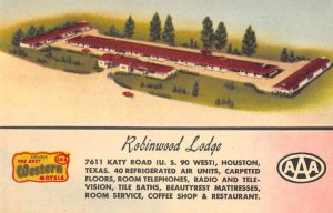 Houston Texas Robinwood Lodge Linen Vintage Postcard AA32266