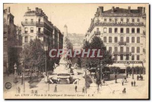 Old Postcard Lyon Place de la Republique and Monument Carnot