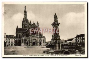 Old Postcard Saint Anne d & # 39Auray Fountain and Basilica