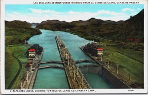 Panama Miraflores Locks Looking Towards Gaillard Cut Panama Canal Postcard C090