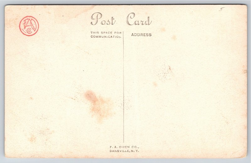 Greetings~How Oft As Children We Did Try~Rainbow Over Town~Vintage Postcard