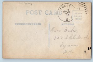 1907 West From Blue Mountain Cyanotype Inlet New York NY RPPC Photo Postcard