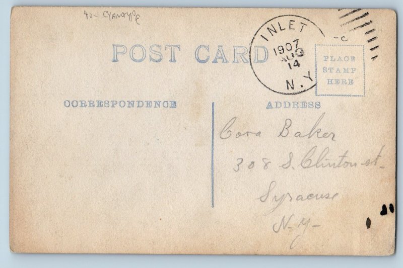 1907 West From Blue Mountain Cyanotype Inlet New York NY RPPC Photo Postcard