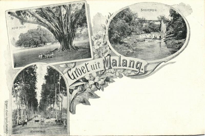 indonesia, JAVA MALANG, Aloon-Aloon, Station Road, Railway Bridge 1899 Postcard