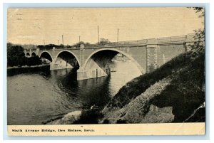 1912 View Of Sixth Avenue Bridge Des Moines Iowa IA Posted Antique Postcard