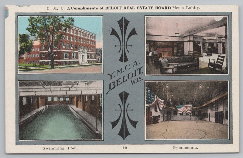 Beloit Wisconsin~YMCA Real Estate Board~Mens Lobby~Gymnasium~Swimming Pool~1920s 