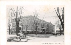 J34/ Bluffton Indiana RPPC Postcard c1950s Allen High School Building 345