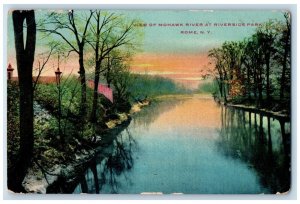 c1909 Scenic View Mohawk River Riverside Park Rome West Branch New York Postcard