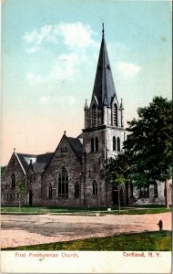 Postcard NY Cortland First Presbyterian Church UDB ~1905 S44
