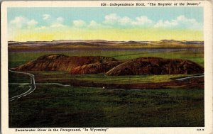 Independence Rock, Sweetwater River WY Vintage Postcard G60