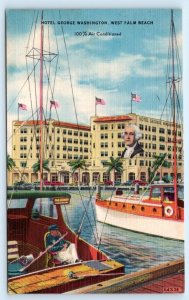 WEST PALM BEACH, FL Florida ~ HOTEL GEORGE WASHINGTON  c1930s Linen Postcard