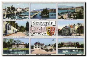 Modern Postcard Souvenir de Geneve Mont Blanc Rousseau Island ILO Brunswick
