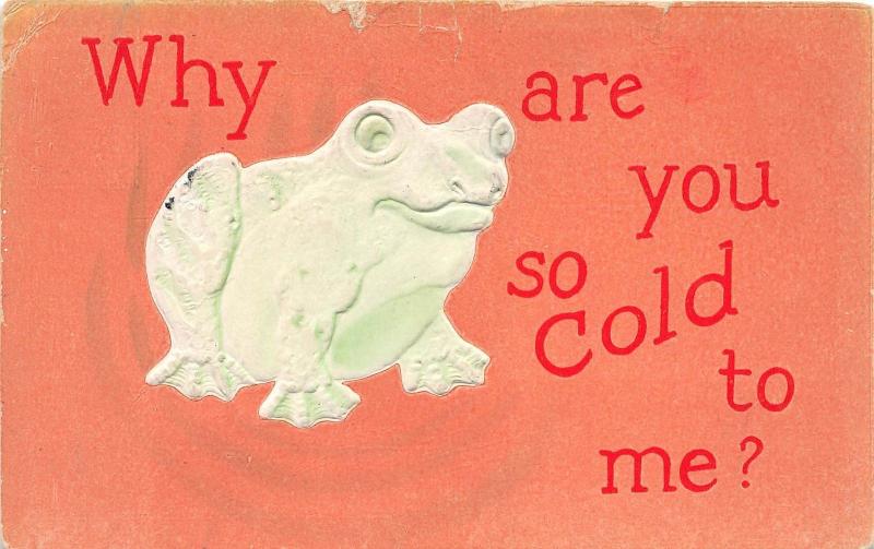 D91/ Frog Animal Postcard 1910 Wauseon Ohio Comic Cold to Me? Frog 6