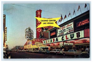 Las Vegas Nevada NV, Freemont Street Club Casino Center Cars Vintage Postcard