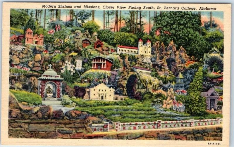 Cullman, Alabama Postcard ST. BERNARD COLLEGE "Modern Shrines