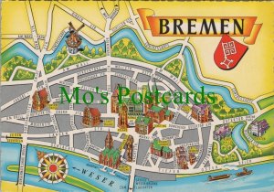 Germany Postcard - Maps, Map of Bremen City Centre RR20166