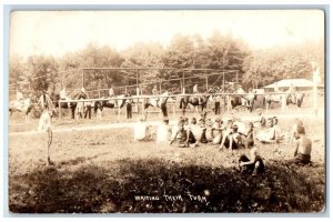 1943 Boys Horses Camp Agassiz Village West Poland Maine ME RPPC Photo Postcard 