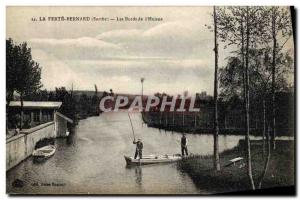 Old Postcard La Ferte Bernard The Banks of The Barque Huisne