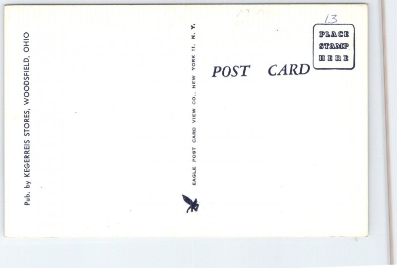 First Methodist Church Woodsfield Ohio Linen Postcard Eagle View