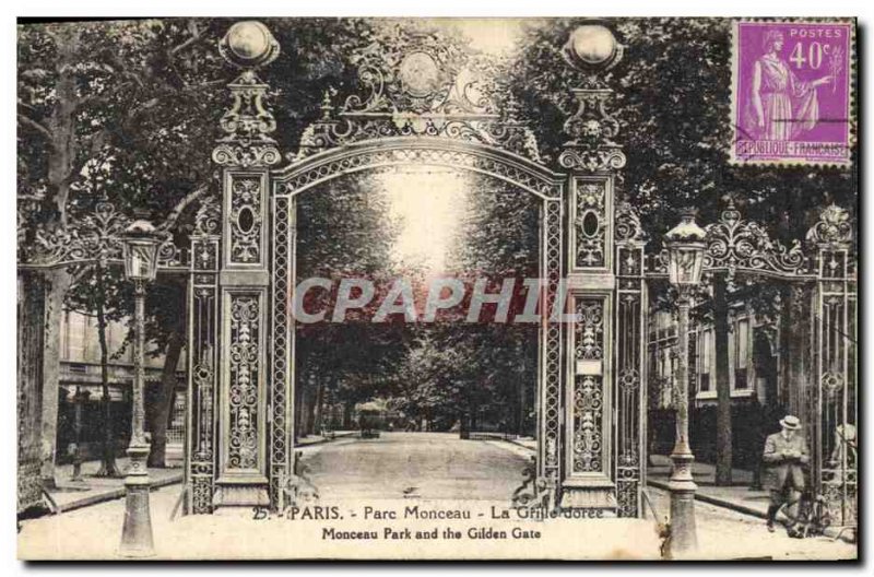 Old Postcard Paris Parc Monceau The gilded grid