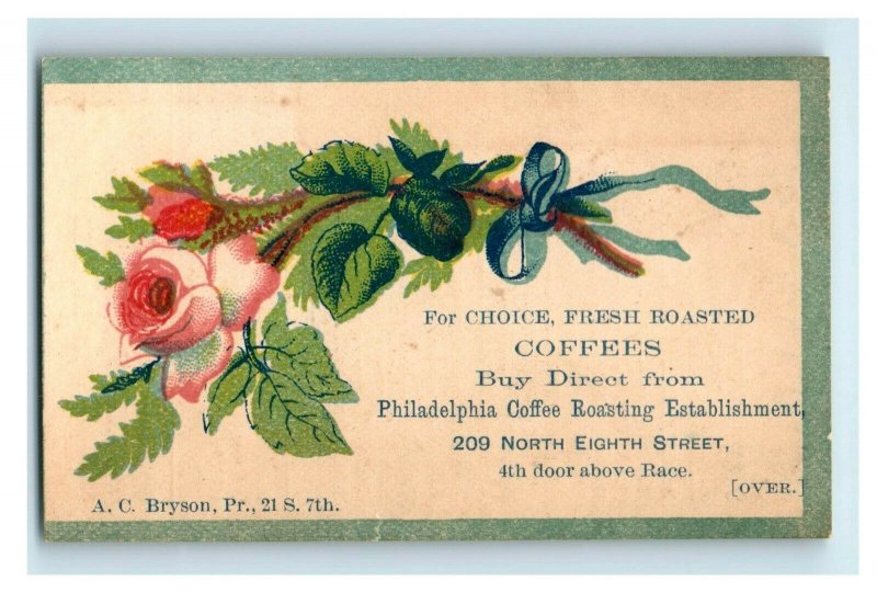 1880s-90s Finley Acker & Co. Coffee Chocolate Tea Pricing Card P220