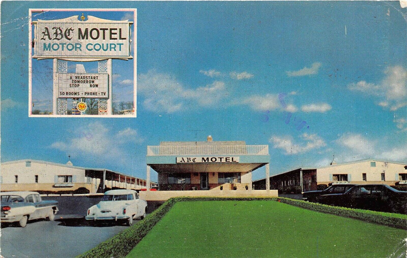 Columbus Ohio 1950s Postcard A.B.C. Motel Motor Court United States