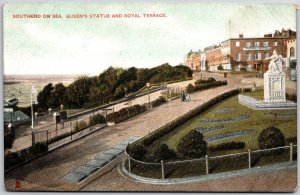 Queens Queen Victoria Statue And Royal Terrace Hotel Southend-On-Sea Postcard