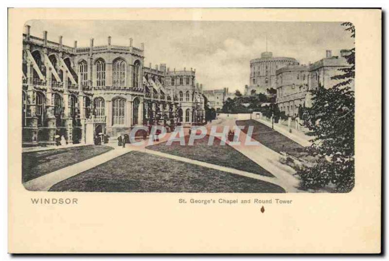 Postcard Old Windsor St George's chapel and Round Tower