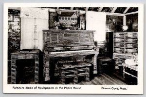 Pigeon Cave Mass Furniture made of Newspapers in Paper House Postcard D22