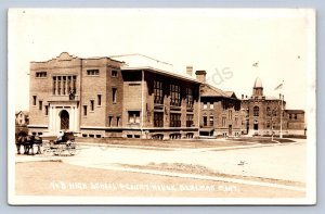 J89/ Bozeman Montana RPPC Postcard c1920s High School Court House 335