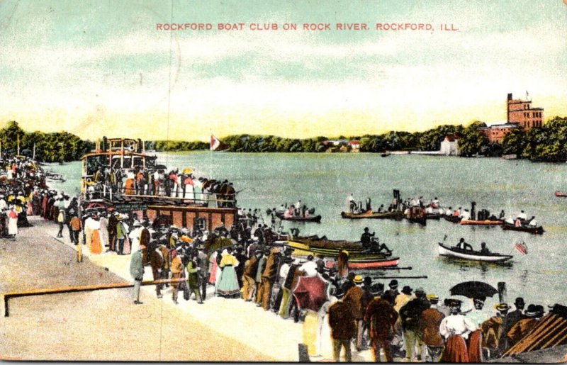 Illinois Rockford The Rockford Boat Club On Rock River  1909